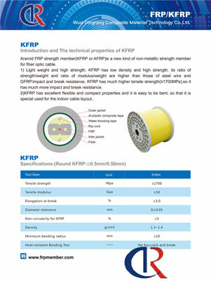 0.4mm Aramid FRP KFRPの中央メンバーBurのひびの壊れ目無し抗張Strength≥1700Mpa
